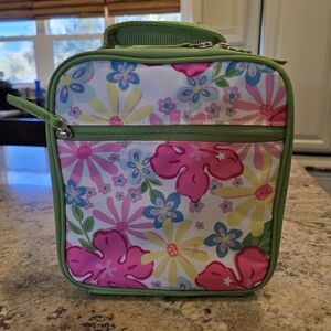 Pottery Barn Kids Floral Lunch Bag with Green Trim